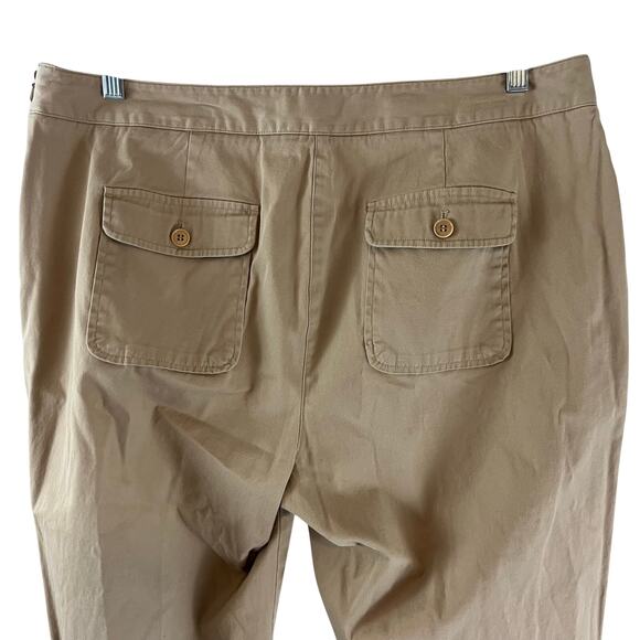 Talbots Heritage Fit Women's Tan Khaki Pants Sailor Buttons Size 14W - Picture 2 of 6